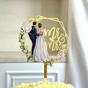 Decoraciones de Pastel de Acrílico con Impresión a Color MR MRS, Artículos para Fiestas, Adorno para Pastel de Boda, Compromiso, Pareja, para Pastel de Boda - Product Image 4