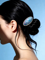 Pince à cheveux de luxe en alliage de brocart chinois avec perles, motif géométrique classique, pour femmes, accessoires de fête, pince à cheveux personnalisée en forme de fleur pour filles, motif dessin animé
