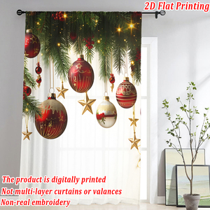 COSENNATUR Rideau transparent de Noël imprimé sur mesure 100 % polyester avec passe-tringle, impression numérique 2D, décoration de fenêtre pour les fêtes - Product Image 5