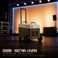 Station d'alimentation portable sur roues 5000W 16077Wh, générateur de secours à batterie LiFePO4 220V 50Hz, alimentation d'urgence extérieure