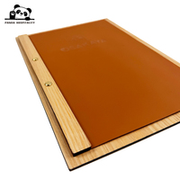 Porte-menu personnalisé pour restaurants japonais et thaïlandais, logo en relief, bois contreplaqué avec carte de menu en cuir