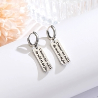 Anting Perak S925 EK68 Model Lingkaran Sederhana Bergaya Vintage Minimalis dengan Desain Huruf Panjang, Serbaguna dan Stylish.