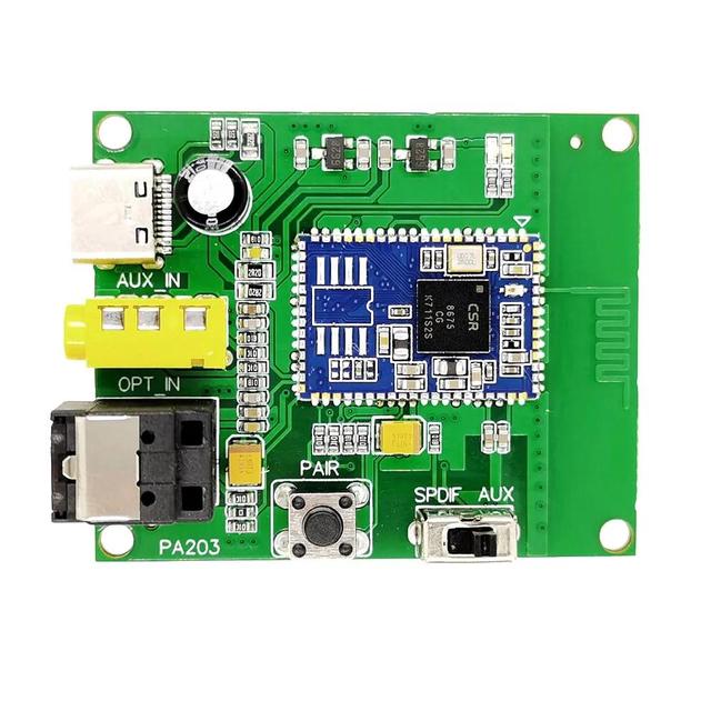 PA203 CSR8675 BLE Audio Transmitter Board APTX-HD Optical Fiber OPT-N AUX Input Type-C Power Supply Module