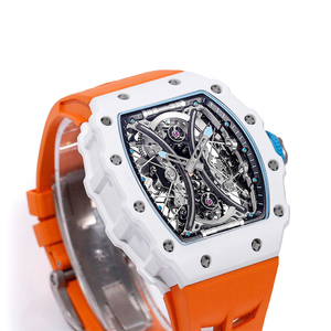 High End Mens Tourbillon <b>Watch</b> White Ceramic Tonneau Case with Fully Skeletonized Movement - Product Image 5