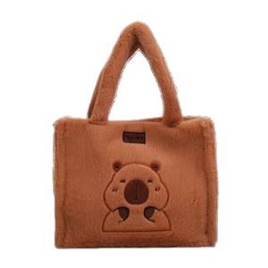 2025年新作クリエイティブデザインぬいぐるみカスタムバッグ可愛いカピバラパンダ柄ハンドバッグレディース秋冬用ぬいぐるみハンドバッグ - Product Image 1