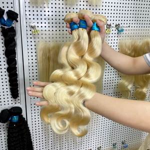 Extensions de cheveux brésiliens blonds 613 à double trame, lisses, style bouclé <span class=keywords><strong>blond</strong></span> miel, mèches de cheveux humains pour tissage - Product Image 3