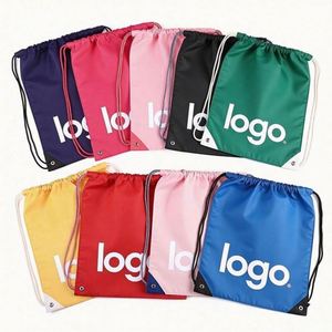 Custom Printed logo Gym Sack Basketball Marathon Travel Polyester Draw String Bag Foldable Sports Shoe Nylon <b>Drawstring</b> <b>Backpack</b> - Product Image 1