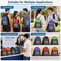 Mochila con Cordón y Logotipo Personalizado, Bolsas de Gimnasio y Lavandería de Poliéster 210D, Bolsas Resistentes al Agua con Logotipo Impreso