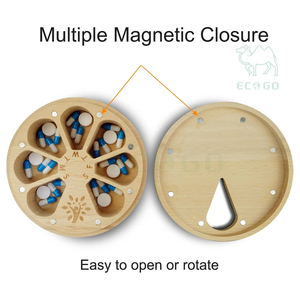 7 giorni di legno porta pillole da viaggio Organizer per Medicine settimanali scatola di pillole per artrite vitaminica porta scomparti medi - Product Image 4