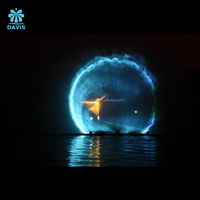 Grande Fontaine Extérieure Flottante à Rideau d'Eau, Projection Musicale et Cinématographique, en Acier Inoxydable 304, avec LED Multicolores