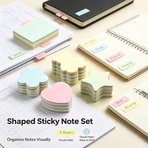 Ensemble de notes autocollantes en forme de SK, 6 formes, blocs-notes adhésifs pour le bureau et l'école - Product Image 6