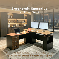 Bureau de direction professionnel réglable en hauteur en L avec un seul moteur, table de direction assis-debout avec tiroirs pour bureau de marque OEM