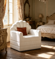 Fauteuil en mousse ultra-douce et compressée, blanc, élégant, pour salon et coin lecture