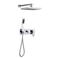 Mélangeur de luxe ensemble de douche système de douche poignée unique en acier inoxydable pluie carré pommeau de douche portable montage au plafond salle de bain