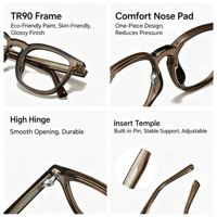 Monture de lunettes TR90 de qualité supérieure en gros, avec noyau filaire CP, anti-lumière bleue, pour verres de prescription