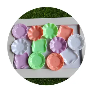 100 adet/grup Pastel renk çanak plaka minyatür bebek evi zanaat Mini mutfak sofra dekorasyon oyuncaklar için peri bahçe dekorasyon