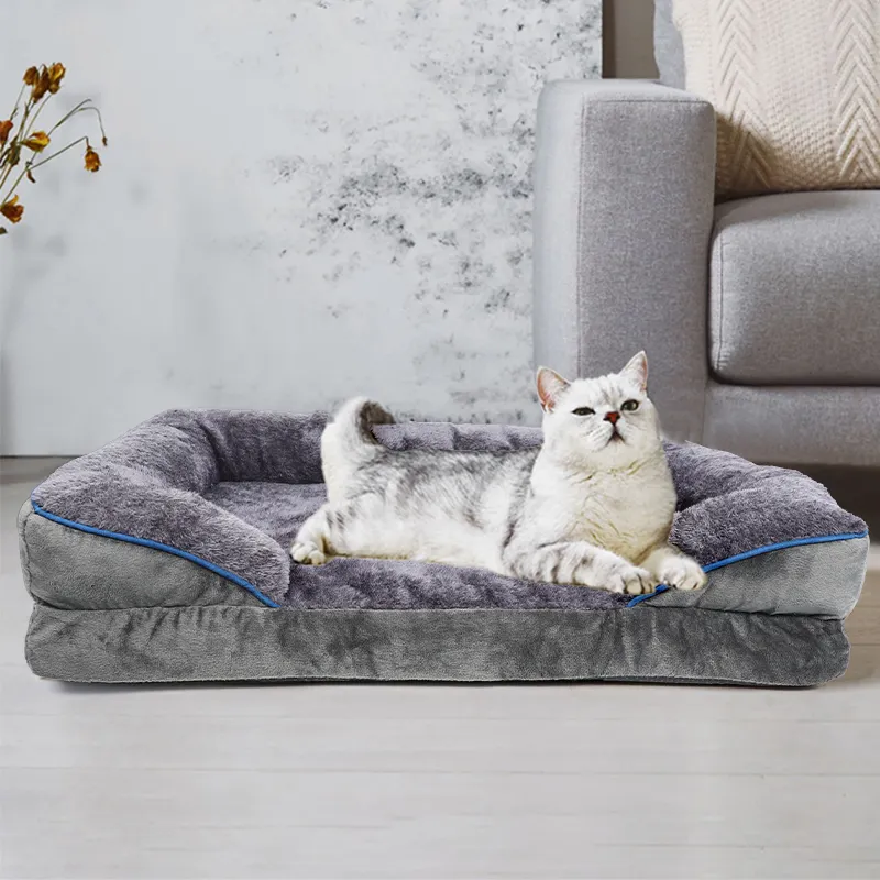 Cama de animais atualizada, cama para cachorro de estimação lavável com espuma de memória, itens para animais de estimação