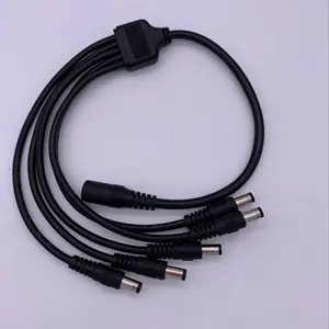 30cm noir 2C * 20AWG 5 voies répartiteur d'alimentation cc adaptateur câble pour 12v 9v