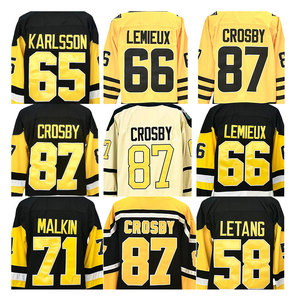 Nouveau maillot de hockey sur glace 2026 avec surpiqûres 87 Sidney-Crosby 71 Evgeni Malkin 58 Kris Letang 65 Erik <span class=keywords><strong>Karlsson</strong></span> 66 Lemieux - Product Image 1