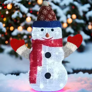 24" USB 8 Function Timing Remote Control 33 Pcs LED Light Colorful Pink Fine Mesh Cloth Snowman