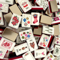 Ubin Mahjong Akrilik Mewah Berkualitas Tinggi 160 Pcs 3 Lapis Ukiran Amerika Bertuah untuk Anak Perempuan, Rumah untuk Liburan Natal