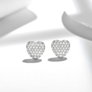 Ruizuan Sterling <b>Jewellery</b> Summer Heart Earring Jewelry Bulk Wholesale Small Sier Earrings Moissanite Cluster - Product Image 1