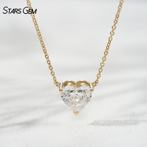 จี้เพชรรูปหัวใจ Starsgem 1.2 กะรัต เพชรเลี้ยงในห้องปฏิบัติการ สร้อยคอทองคำขาวและทองคำเหลือง 18K เครื่องประดับ CVD คุณภาพดี ของขวัญสำหรับเธอ - Product Image 3