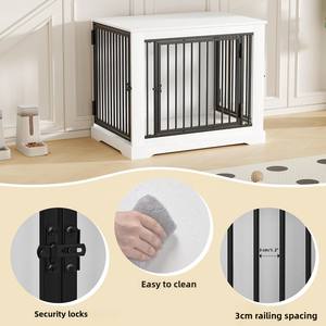 Jaula de madera decorativa ecológica para perros de 3 puertas, diseño clásico moderno, perrera estable y duradera para perros con mesa para perros pequeños/medianos - Product Image 6