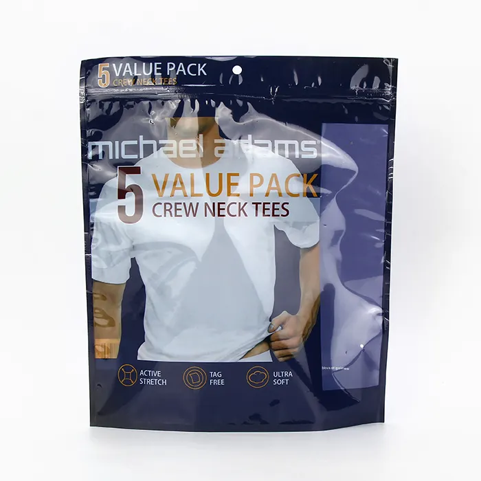 कस्टम मुद्रित मैट ज़िप ताला पु जिपर पानी के सबूत खड़े हो जाओ थैली प्लास्टिक पैकेजिंग कपड़े जुर्राब टी शर्ट बैग