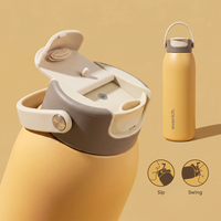 Bouteille d'eau isotherme Everich en acier inoxydable à double paroi avec logo personnalisé, couvercle 2-en-1 avec paille