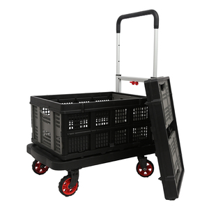 Simple Silencieux 150kgs Portable Robuste Pliable Industrielle Chariots En Plastique Quatre Roues Shopping Bagages Chariot Plate-forme Handcart - Product Image 6