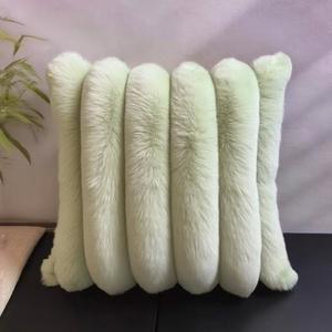 Drop Shipping yüksek kazık kürk kanepe yastık kılıfı yastık tavşan saç geniş şerit basit kare ev dekoratif yastık - Product Image 6