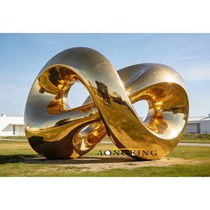 Escultura de Acero Inoxidable Pulido con Acabado Espejo <span class=keywords><strong>Dorado</strong></span>, Arte Abstracto Moderno para Decoración de Hoteles y Plazas de Lujo - Product Image 1