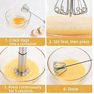 Batteur à œufs semi-automatique en acier inoxydable, <span class=keywords><strong>fouet</strong></span> rotatif à pression manuelle, mélangeur <span class=keywords><strong>manuel</strong></span> pour la cuisine, la pâtisserie à domicile - Product Image 4