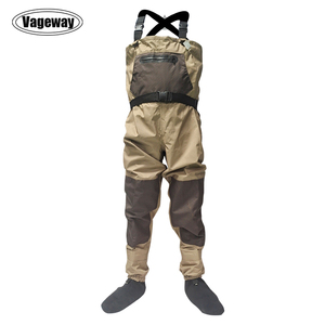 <span class=keywords><strong>Waders</strong></span> de pêche unisexes kaki 3 couches 100 % imperméables et respirants en tissu durable hydrofuge avec genouillères - Product Image 2