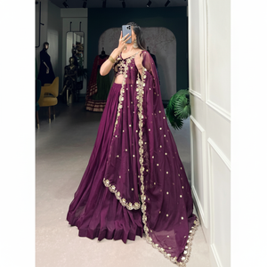 Tenue ethnique indienne Fashionharbour Readymade Lehenga Choli Set Bollywood Style Organza cousu pour les mariages, les fêtes et les réceptions - Product Image 1