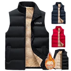 Wholesale Custom <b>Men's</b> Waterproof Winter <b>Down</b> <b>Filled</b> Workwear Vest with Printed Logo Stand Collar Plush Sleeveless Zipper <b>Jacket</b> - Product Image 1