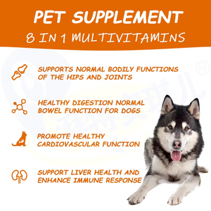 Commercio all'ingrosso Pet vitamina <span class=keywords><strong>Ad3E</strong></span> supplemento per cani Coq10 e acido folico immunità generale salute integratori multifunzionali per cani 8 in 1 - Product Image 2