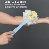 Brosse de Bain Corporelle en Plastique à Long Manche, Double Face, Exfoliante et Massante pour le Dos, Éponge de Douche Douce à Fleurs en Maille à Prix Bas