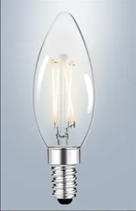أدى خمر اديسون لمبة الشمعدانات C35/C35L-6W LED مصباح شمعة بفتيلة ، استبدال 60W ، E14 قاعدة ، واضح أبيض دافئ 2700K ، 120V AC