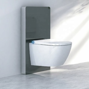 WC intelligent certifié CE, blanc, carré, suspendu au mur, avec bidet intégré, multifonction, design mural et gain de place, modèle E401 - Product Image 2
