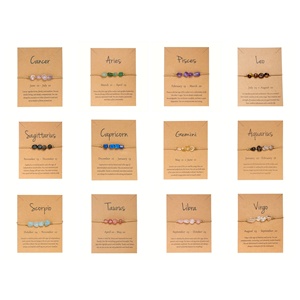 Nouveau bracelet en pierre naturelle tressé à la main pour femme, signe du zodiaque, perles européennes et américaines, best-seller sur <span class=keywords><strong>Amazon</strong></span> - Product Image 1