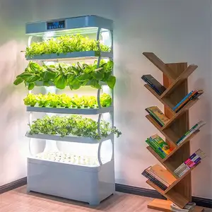 Azienda agricola verticale del sistema idroponico intelligente al coperto con luce di coltivazione
