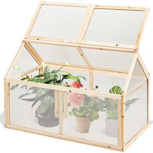 60x30x45cm Garden Wooden Cold Frame Greenhouse Warmhouse with Plastic Board