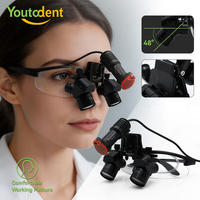 Loupes dentaires électriques à 48 degrés, grossissement 5X, 450 mm, avec clip chirurgical, lumière LED chaude/blanche, batterie incluse