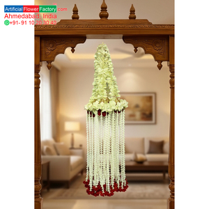 Artificial Floral <b>Hanging</b> Jhoomar Garland <b>White</b> Red Flower Chandelier for Wedding Decoration Ceiling Decor Mandap <b>Hanging</b> Floral - Product Image 5