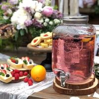 Distributeur d'eau de jus de boisson en verre à haute teneur en borosilicate Conteneur de cuve de Fermentation avec robinet et lèvre en bambou