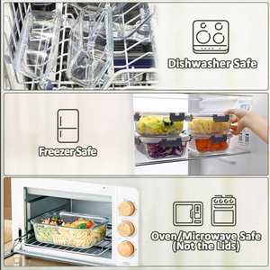 10-Pack Airtight Leak-Proof Glass Meal Prep Container Transparent Lid <b>Freezer</b> Microwave Oven Safe Dishwasher Friendly Food - Product Image 4