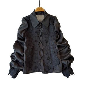 宫廷风格浮雕画重工业拼布设计女式衬衫 - Product Image 5