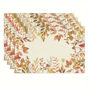 4Pcs Luxury <b>Christmas</b> Tree Placemats Festive <b>Linen</b> <b>Table</b> Mats 45x30cm Machine Washable Factory Outdoor Holiday Dining Party Use - Product Image 5